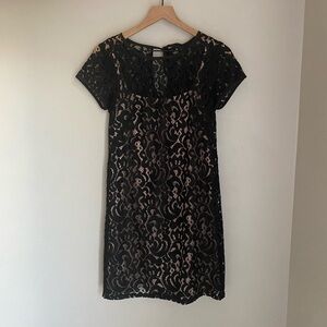 Loft Holiday Christmas Black Lace Shift Dress Size‎ 2